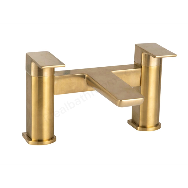 Swan Hazeley PVD Coated One Spout Bath Filler w/ 2 Tap Holes - Brushed Brass