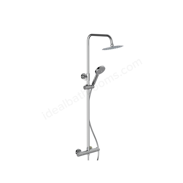 Swan Loughton Column Shower w/ Rail, Hose & Round Head - Chrome