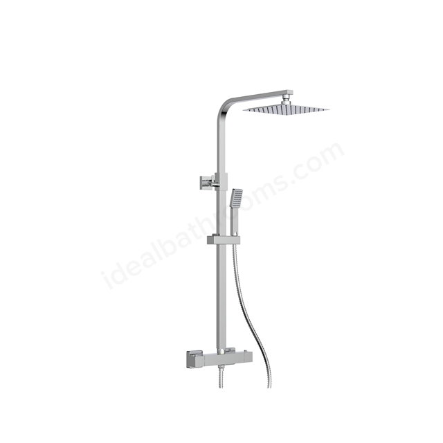 Swan Loughton Column Shower w/ Rail, Hose & Square Head - Chrome