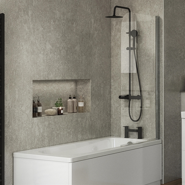 Swan Walton 6mm x 800mm x 1400mm Half Radius Bath Screen