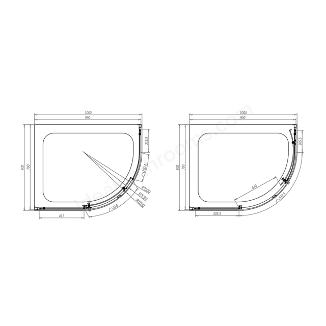 Swan Walton 6mm x 1000mm x 800mm 2 Door Quadrant Shower Enclosure