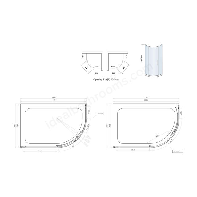 Swan Walton 6mm x 1200mm x 800mm 2 Door Quadrant Shower Enclosure