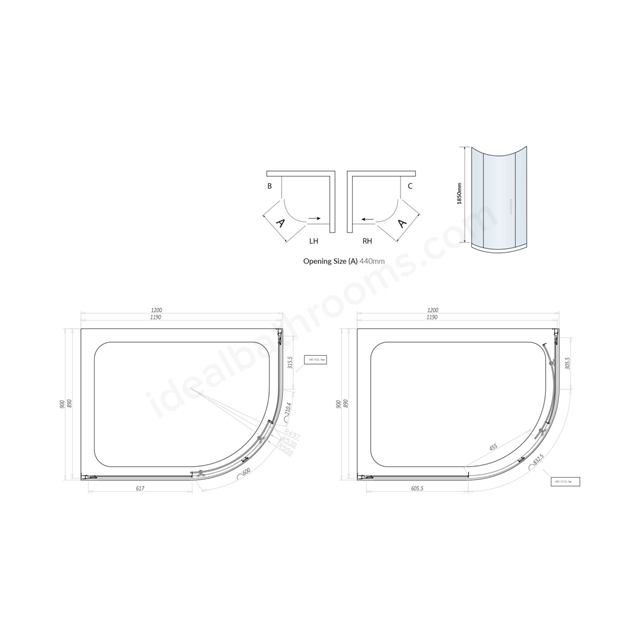 Swan Walton 6mm x 1200mm x 900mm 2 Door Quadrant Shower Enclosure