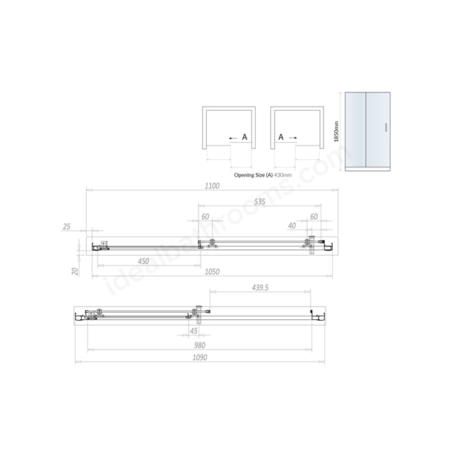 Swan Walton 6mm x 1100mm Sliding Shower Door