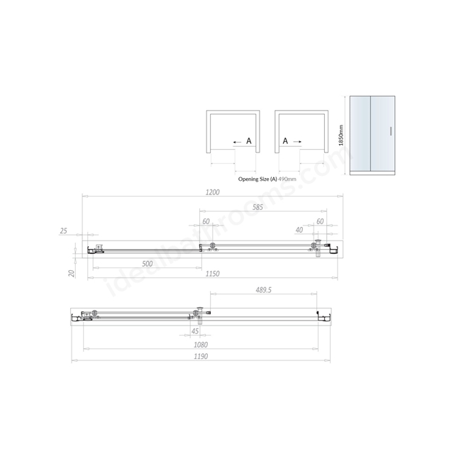 Swan Walton 6mm x 1200mm Sliding Shower Door