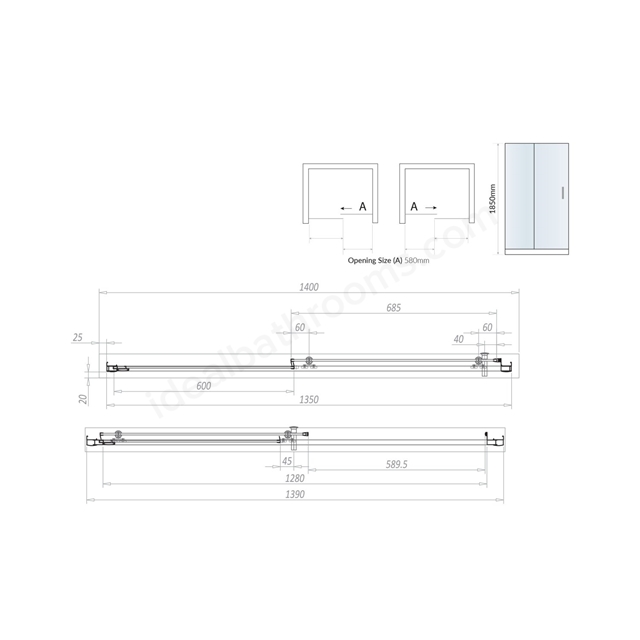 Swan Walton 6mm x 1400mm Sliding Shower Door