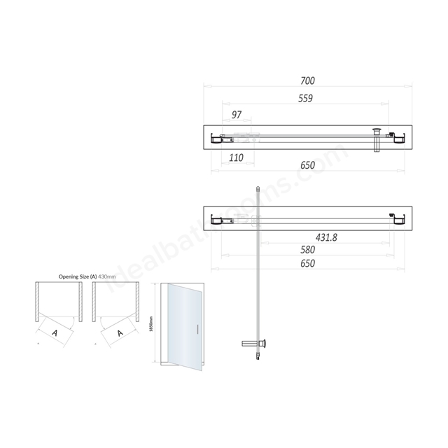 Swan Walton 6mm x 700mm Pivot Shower Door