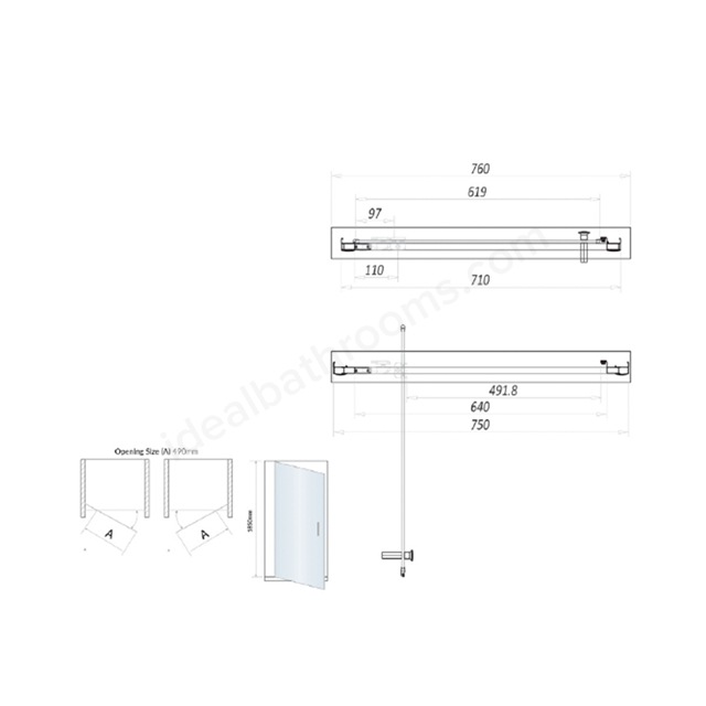 Swan Walton 6mm x 760mm Pivot Shower Door