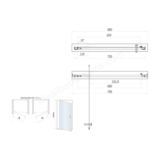 Swan Walton 6mm x 800mm Pivot Shower Door