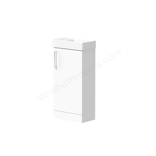 Swan Glebe 400mm x 810mm x 220mm Floorstanding Cloakroom Vanity Unit w/ 1 Tap hole Basin & Handles - Matt White