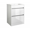 Swan Glebe 590mm x 830mm x 455mm 2 Drawer Floorstanding Vanity Unit - Matt White