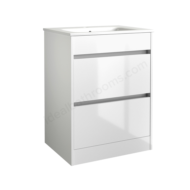 Swan Glebe 590mm x 830mm x 455mm 2 Drawer Floorstanding Vanity Unit - Matt White