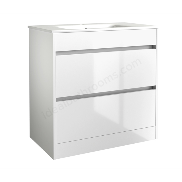 Swan Glebe 790mm x 830mm x 455mm 2 Drawer Floorstanding Vanity Unit - Matt White