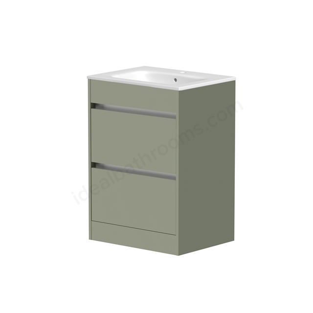 Swan Glebe 590mm x 830mm x 455mm 2 Drawer Floorstanding Vanity Unit - Savannah Green