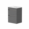 Swan Glebe 590mm x 830mm x 455mm 2 Drawer Floorstanding Vanity Unit - Matt Grey