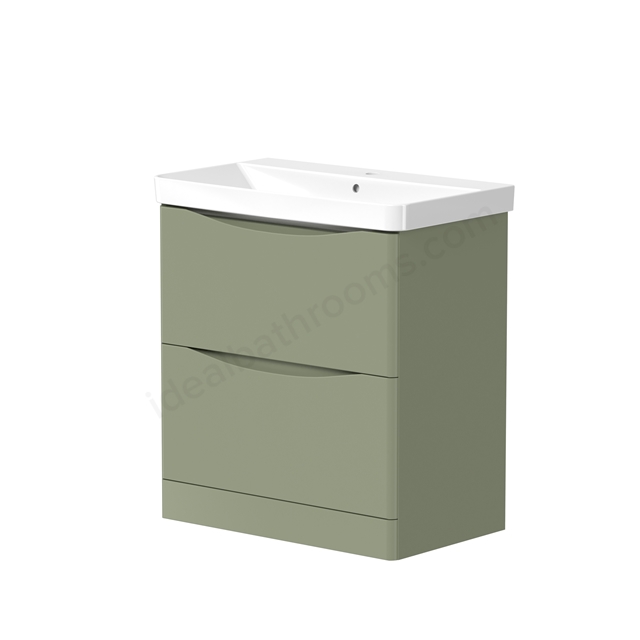 Swan Oxley 760mm x 810mm x 445mm 2 drawer Floorstanding Vanity Unit - Savannah Green