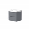 Swan Oxley 560mm x 810mm x 445mm 2 drawer Floorstanding Vanity Unit - Matt Grey