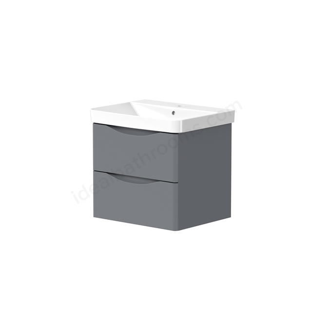 Swan Oxley 560mm x 810mm x 445mm 2 drawer Floorstanding Vanity Unit - Matt Grey