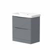 Swan Oxley 760mm x 810mm x 445mm 2 drawer Floorstanding Vanity Unit - Matt Grey