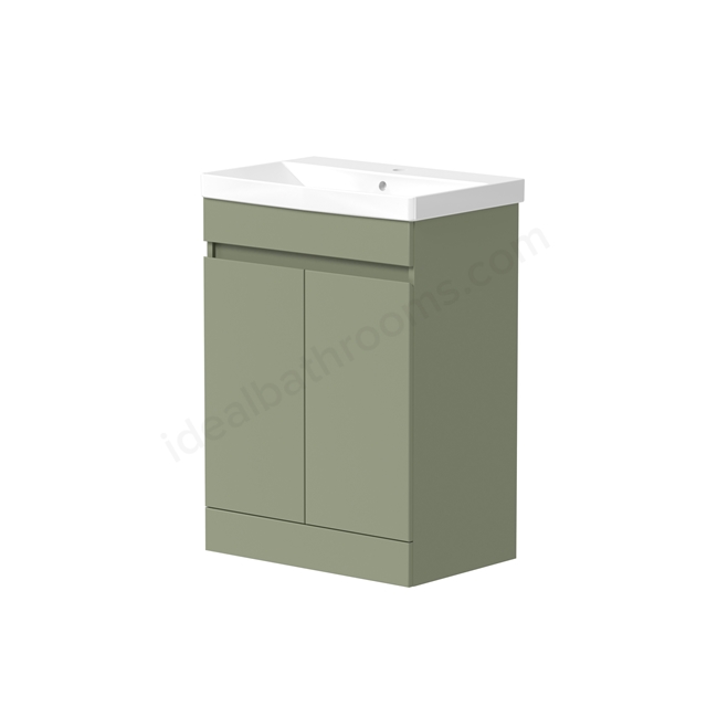 Swan Shenley 600mm x 810mm x 385mm 2 Door Handleless Floorstanding Vanity Unit - Savannah Green