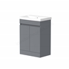 Swan Shenley 600mm x 810mm x 385mm 2 Door Handleless Floorstanding Vanity Unit - Matt Grey