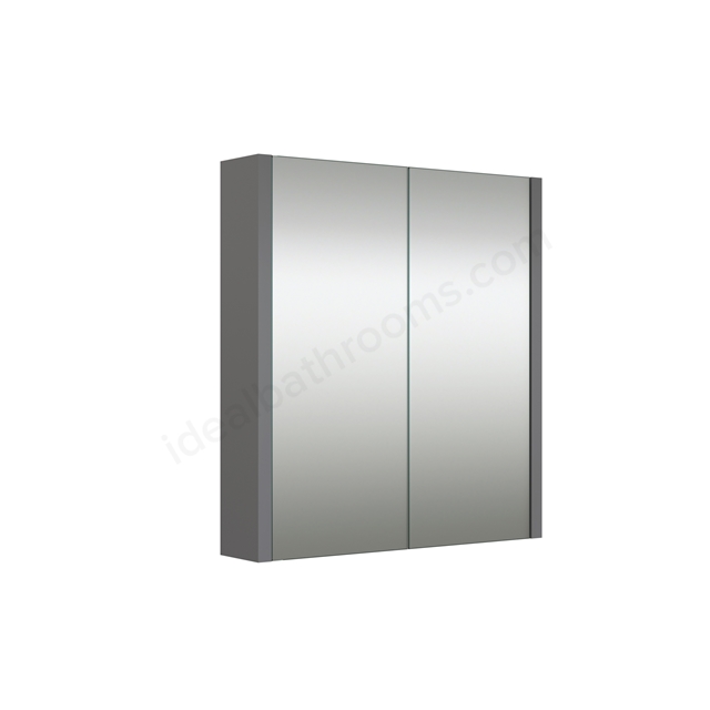 Swan Glebe 580mm x 650mm 2 Door Mirror Cabinet w/ Glass Shelves - Matt Grey