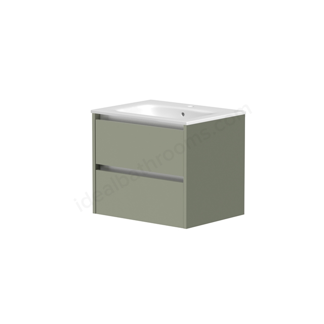 Swan Glebe 590mm x 500mm x 455mm 2 Drawer Wall Mounted Vanity Unit - Savannah Green