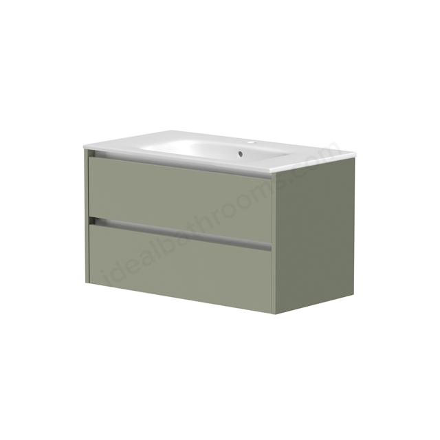 Swan Glebe 790mm x 500mm x 455mm 2 Drawer Wall Mounted Vanity Unit - Savannah Green