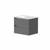 Swan Glebe 590mm x 500mm x 455mm 2 Drawer Wall Mounted Vanity Unit - Matt Grey