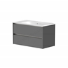 Swan Glebe 790mm x 500mm x 455mm 2 Drawer Wall Mounted Vanity Unit - Matt Grey