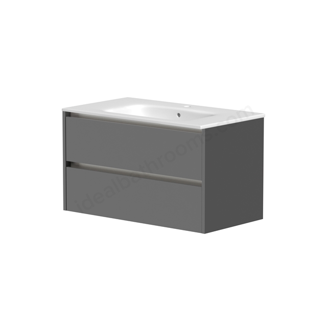 Swan Glebe 790mm x 500mm x 455mm 2 Drawer Wall Mounted Vanity Unit - Matt Grey