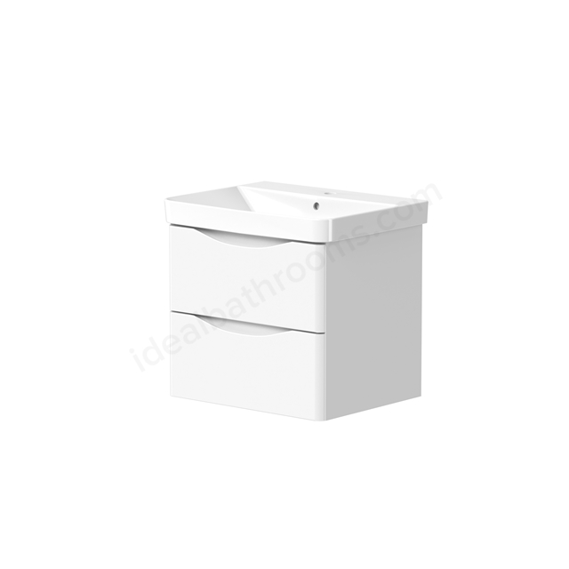 Swan Oxley 560mm x 500mm x 450mm 2 Drawer Wall Mounted Vanity Unit - Matt White