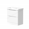 Swan Oxley 760mm x 500mm x 450mm 2 Drawer Wall Mounted Vanity Unit - Matt White