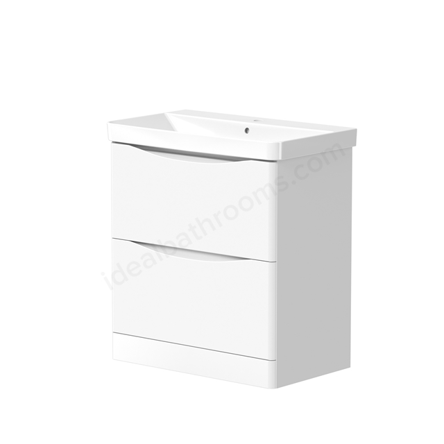 Swan Oxley 760mm x 500mm x 450mm 2 Drawer Wall Mounted Vanity Unit - Matt White