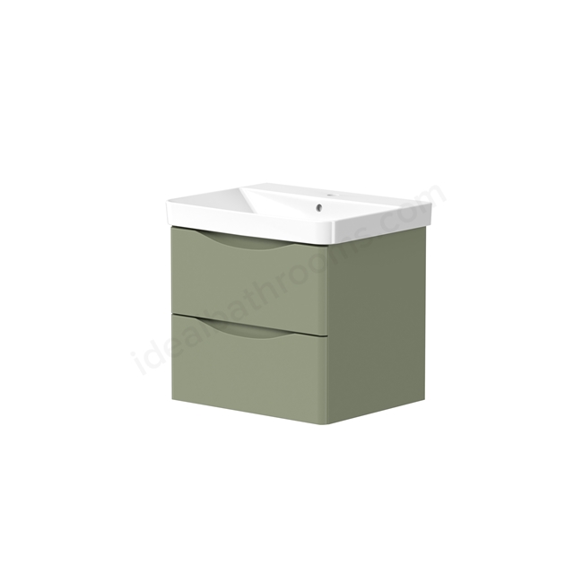 Swan Oxley 560mm x 500mm x 450mm 2 Drawer Wall Mounted Vanity Unit - Savannah Green