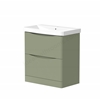 Swan Oxley 760mm x 500mm x 450mm 2 Drawer Wall Mounted Vanity Unit - Savannah Green