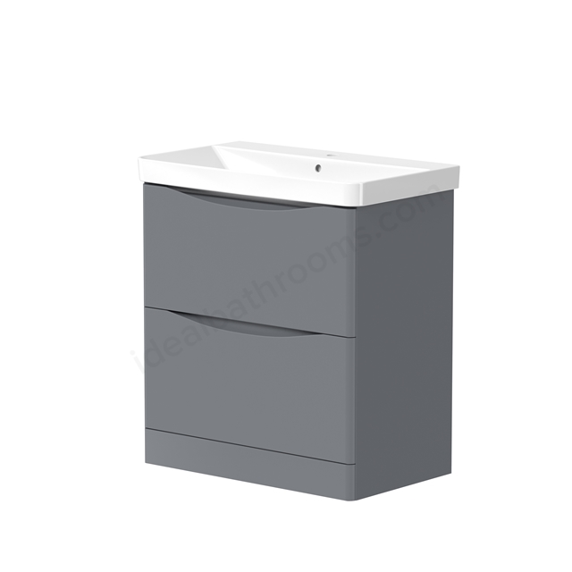 Swan Oxley 760mm x 500mm x 450mm 2 Drawer Wall Mounted Vanity Unit - Matt Grey