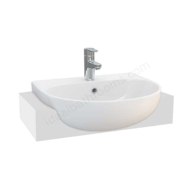 Swan Willen 550mm Round Semi Recessed 1 Tap Hole Basin - White