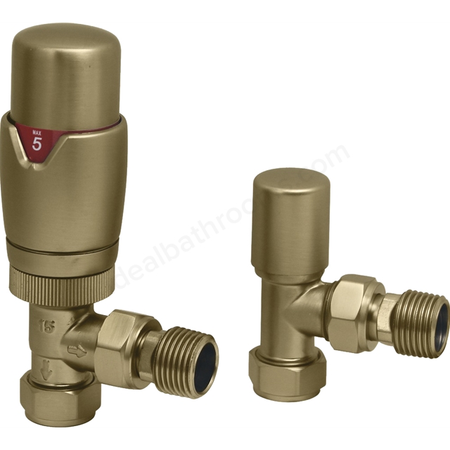 Swan Ouse Thermostatic Angled Valve - Brushed Brass