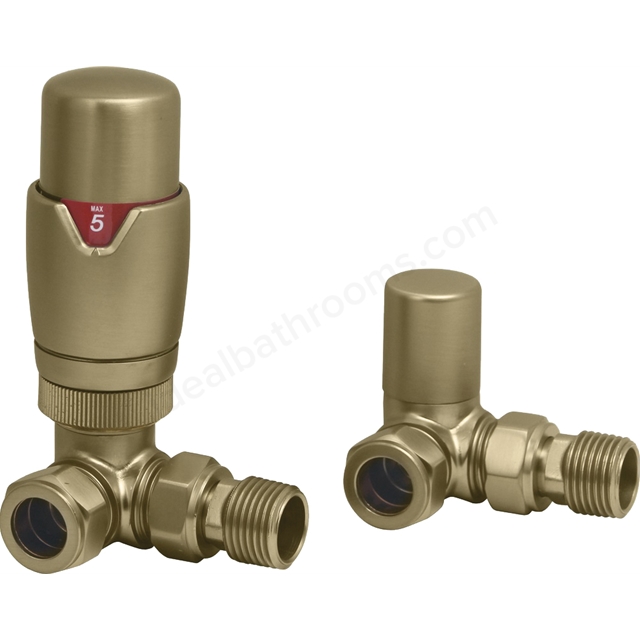 Swan Ouse Thermostatic Corner Valve - Brushed Brass