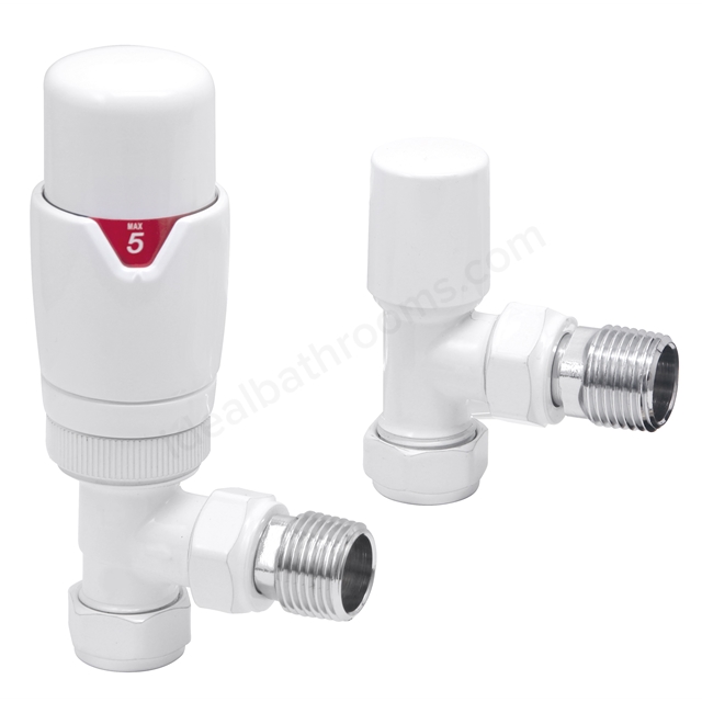 Swan Ouse Thermostatic Angled Valve - White