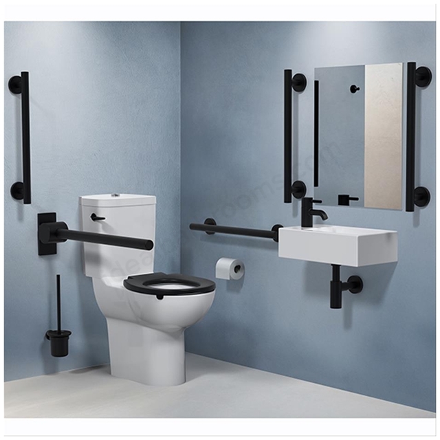 Armitage Shanks Contour 21+ Close-coupled WC Doc M Pack w/ Black Rails - Right Hand (LH Basin)