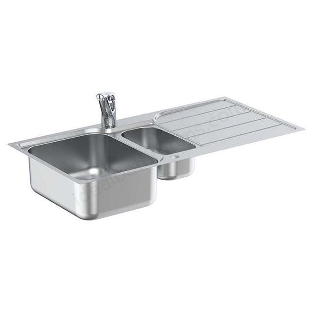 Armitage Shanks Sandringham Stainless Steel Sink Pack w/ 1.5 Bowl Sink, Drainer, SL Mixer & Waste