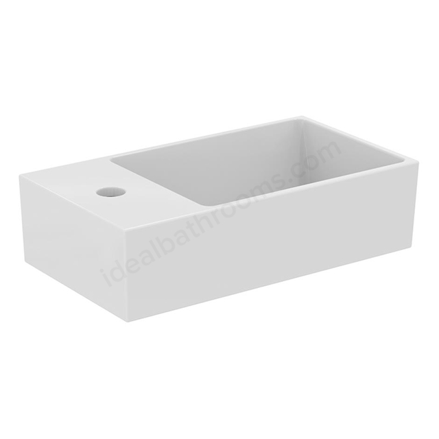 Atelier Extra 450mm x 250mm 1 Tap Hole, Left Hand Guest Basin w/ Overflow - Silk White