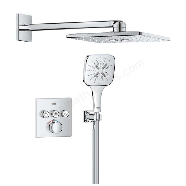 Grohe Grohtherm SmartControl Concealed shower system with Rainshower SmartActive 310 Cube