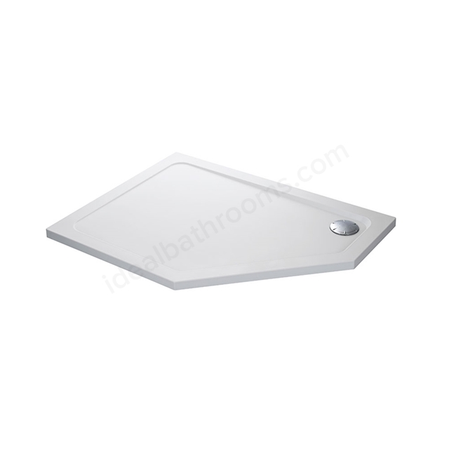 Mira FLIGHT SAFE Offset Pentagonal Shower Tray; Left Handed; Flat Top; 1200x900mm; White