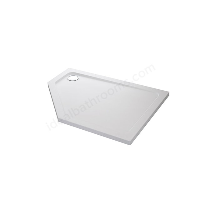 Mira FLIGHT SAFE Offset Pentagonal Shower Tray; Right Handed; Flat Top; 1200x900mm; White