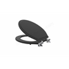 Tavistock Secure Fix Toilet Seat - Matt Black w/ Chrome Hinge