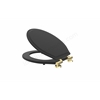 Tavistock Secure Fix Toilet Seat - Matt Black w/ Brass Hinge