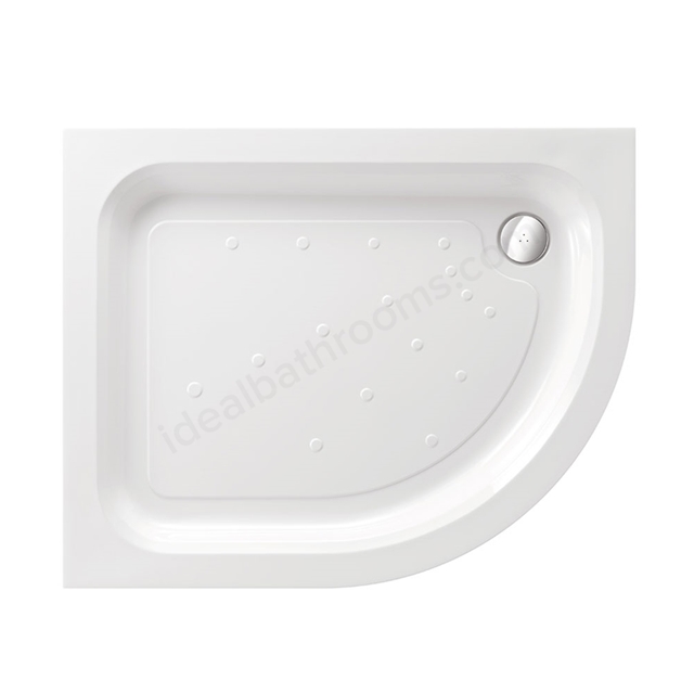 Just Trays MERLIN Offset Quadrant Shower Tray; Right Handed; 1000x800mm; Anti-Slip; Flat Top; White